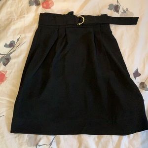 Long black skirt with belt
